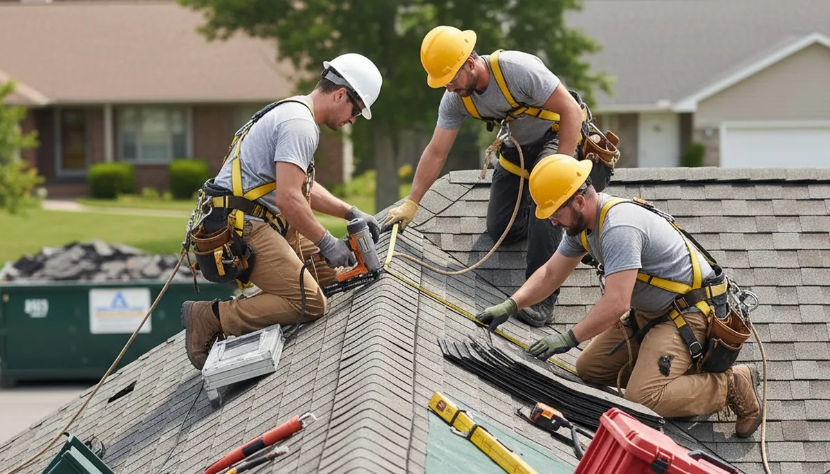 Indianapolis siding repair crew fixing storm-damaged exterior on a home in Indianapolis, IN